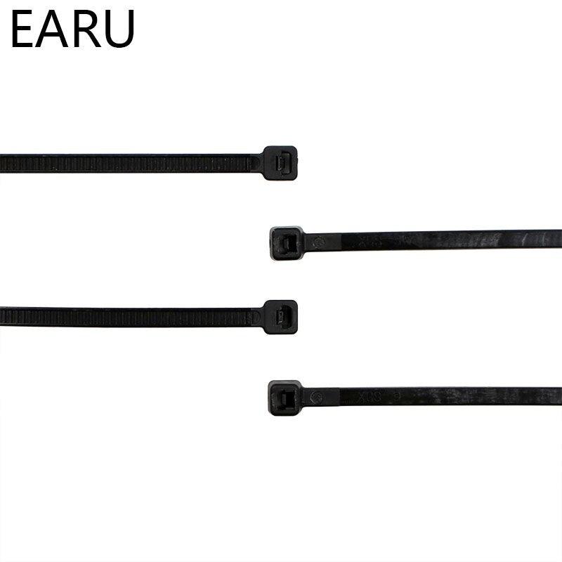100PCS 3 X 60/80/100/120/150/200mm White Black Cable Wire Zip Ties Self Locking Nylon Cable Tie Wrap Strap Fastener Hook Loop.