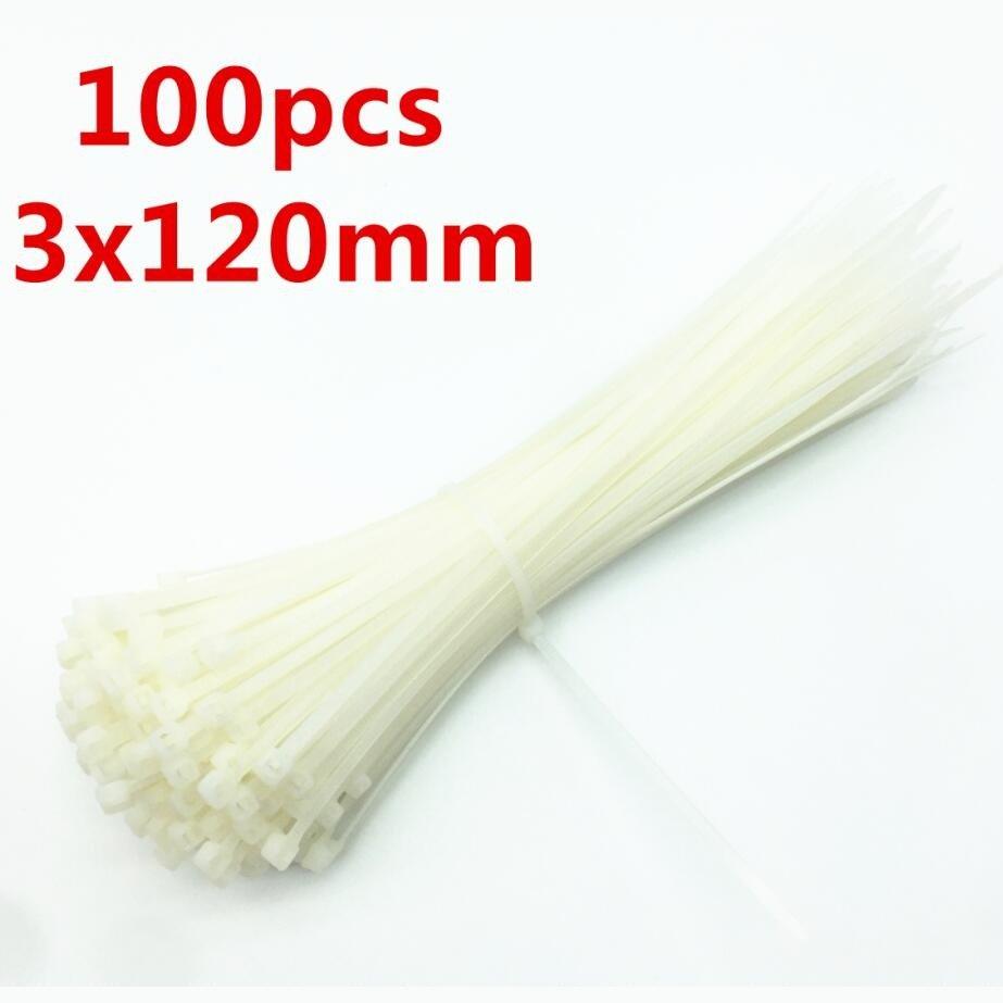100PCS 3 X 60/80/100/120/150/200mm White Black Cable Wire Zip Ties Self Locking Nylon Cable Tie Wrap Strap Fastener Hook Loop.