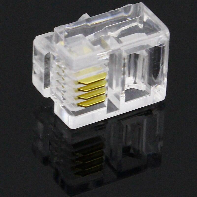 100Pcs 4P4C 4 Pins 4 Contacts RJ10 Telephone Modular Plug Jack, RJ10 Handset Connector.