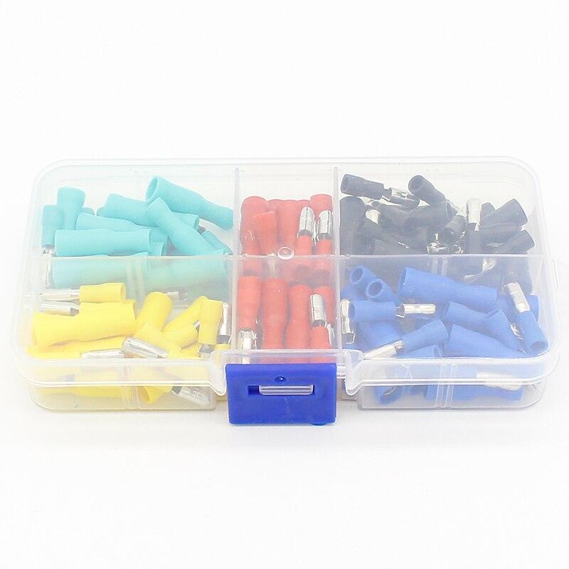 100pcs/set 5 colors 16~14AWG Male Female Bullet Connector Crimp Terminals Wiring.