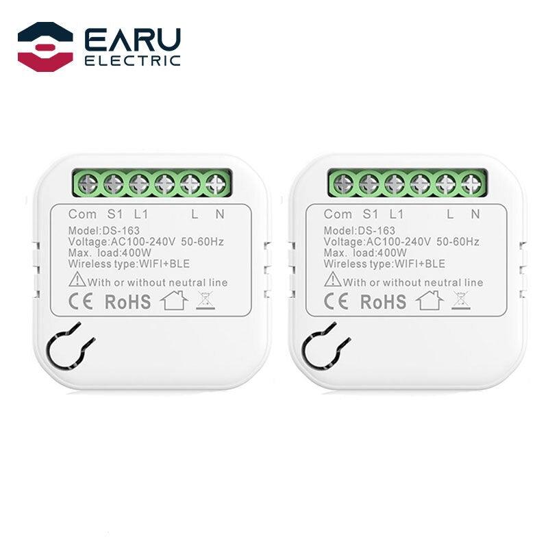 10A WiFi Smart LED Light Switch Relay Breaker Module No Neutral Wire Required Smart Life Tuya Remote Control Alexa Google Home.