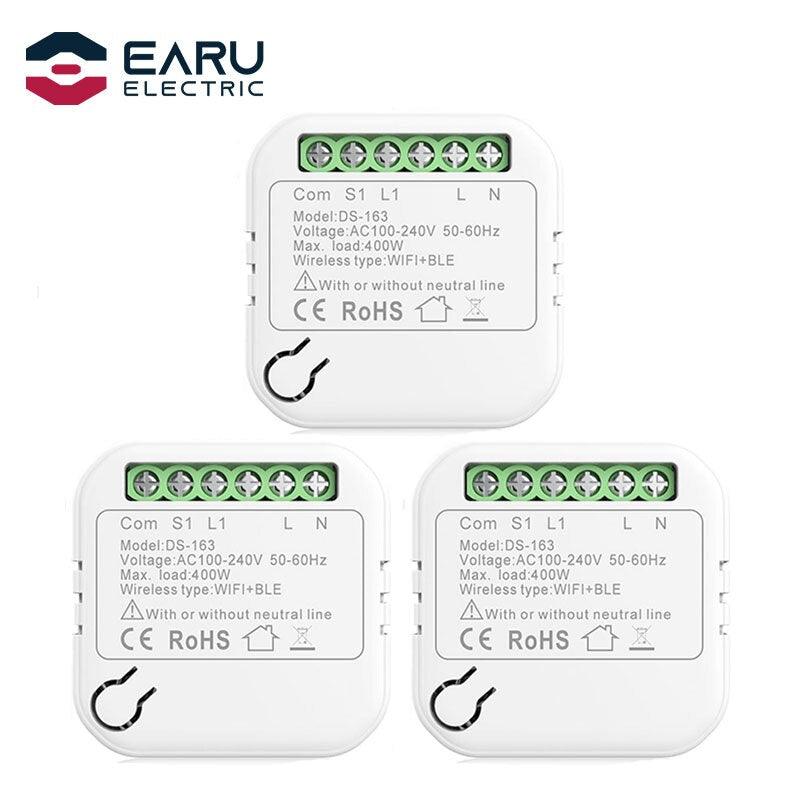 10A WiFi Smart LED Light Switch Relay Breaker Module No Neutral Wire Required Smart Life Tuya Remote Control Alexa Google Home.