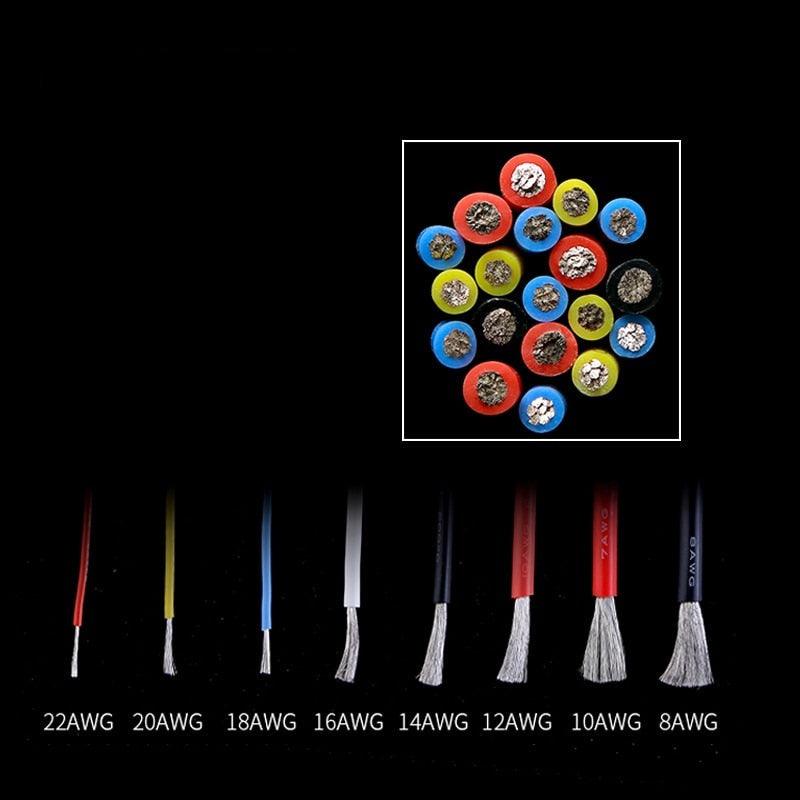 10Meters/Lot Heat-resistant Soft Electrical Silicone Wire Cable 8 10 12 14 16 18 20 22 24 26 28 30 AWG.