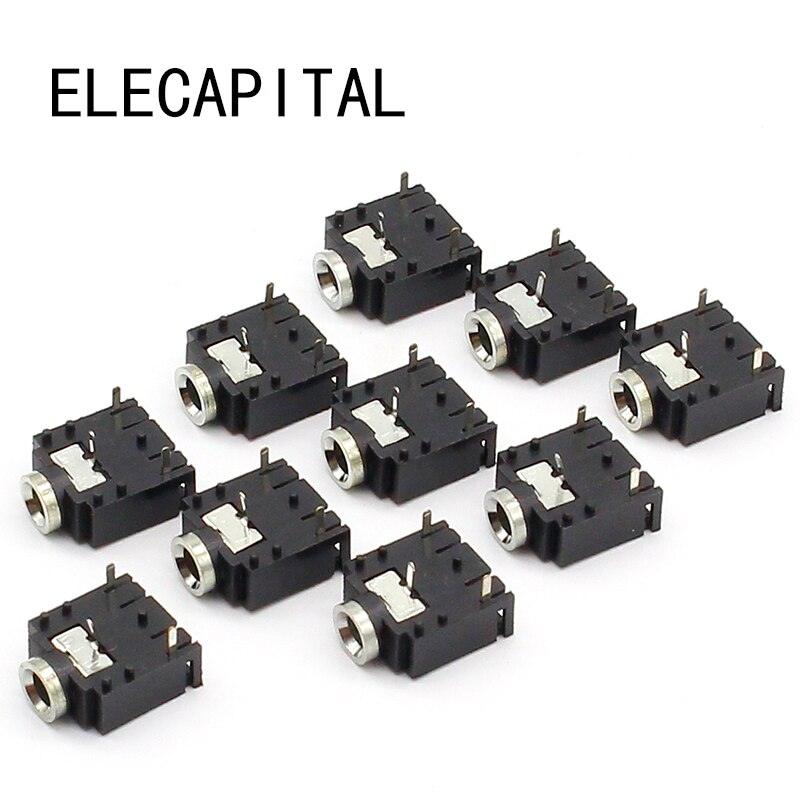 10pcs 3 Pin 3.5mm Audio Jack Socket PCB Panel Mount for Headphone With Nut PJ-324M.