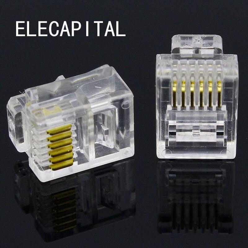 10pcs 6P6C 6 Pins 6 Contacts RJ11 Telephone Modular Plug Jack,RJ11 Connector.