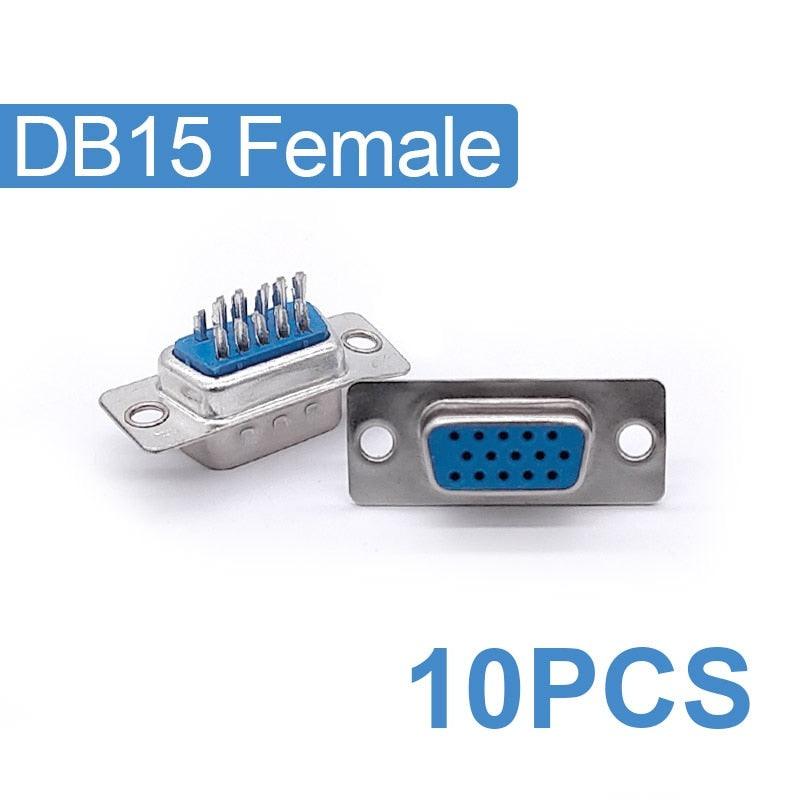 10PCS DB15 connector core VGA Plug connector 2row 3 row  hole/pin  female Male port socket adapter D Sub DP15.