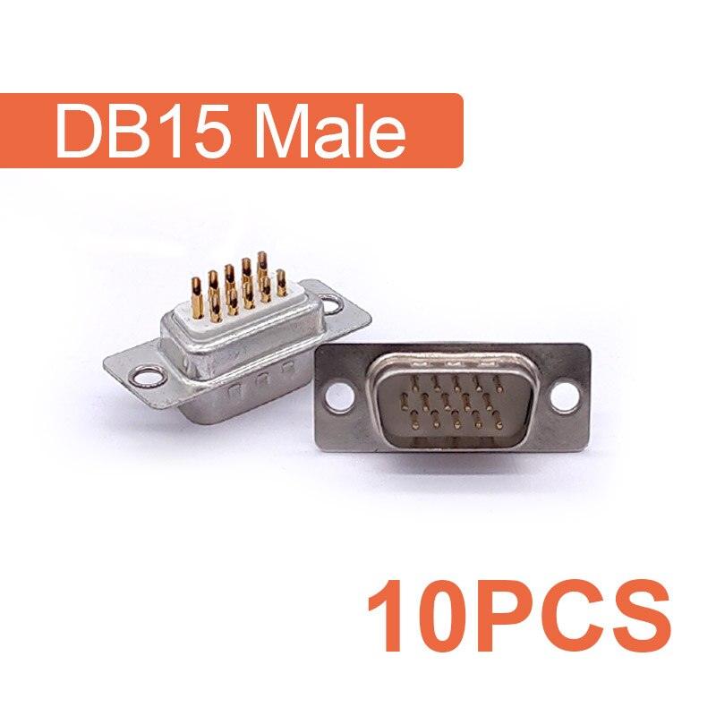 10PCS DB15 connector core VGA Plug connector 2row 3 row  hole/pin  female Male port socket adapter D Sub DP15.