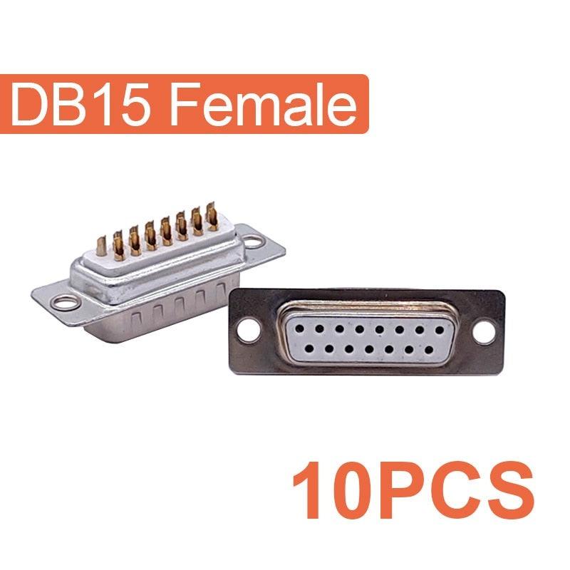 10PCS DB15 connector core VGA Plug connector 2row 3 row  hole/pin  female Male port socket adapter D Sub DP15.