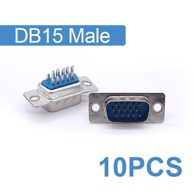 10PCS DB15 connector core VGA Plug connector 2row 3 row  hole/pin  female Male port socket adapter D Sub DP15.