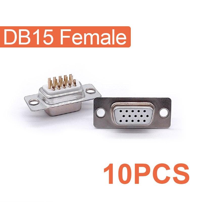10PCS DB15 connector core VGA Plug connector 2row 3 row  hole/pin  female Male port socket adapter D Sub DP15.