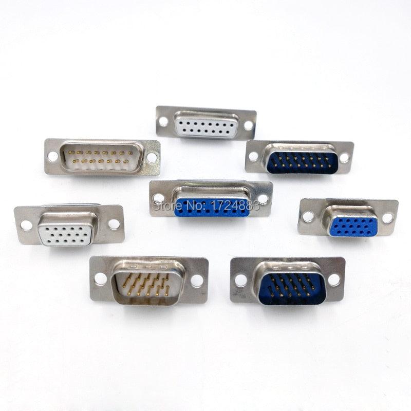 10PCS DB15 connector core VGA Plug connector 2row 3 row  hole/pin  female Male port socket adapter D Sub DP15.