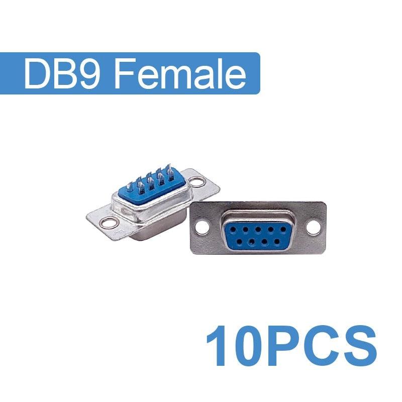 10PCS DB9 Adapter Connector Core RS232 Serial COM Plug Connectors Hole/pin DB15 Female Male Port Socket D Sub DP9 Plastic Case.
