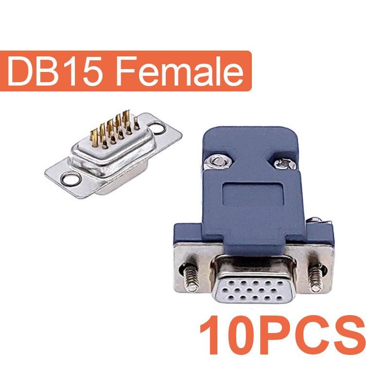 10PCS DB9 Adapter Connector Core RS232 Serial COM Plug Connectors Hole/pin DB15 Female Male Port Socket D Sub DP9 Plastic Case.