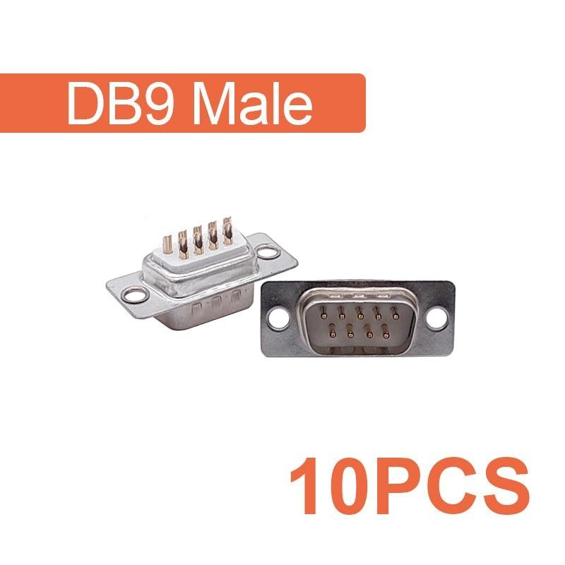 10PCS DB9 Adapter Connector Core RS232 Serial COM Plug Connectors Hole/pin DB15 Female Male Port Socket D Sub DP9 Plastic Case.