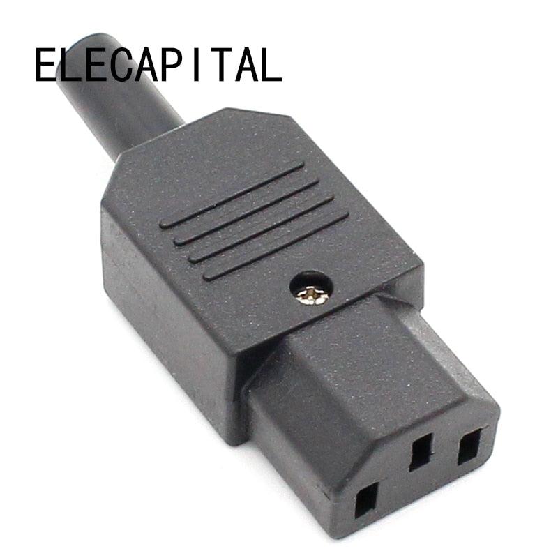 10pcs New Wholesale Price 10A 250V Black IEC C13 female Plug Rewirable Power Connector 3 pin AC Socket.