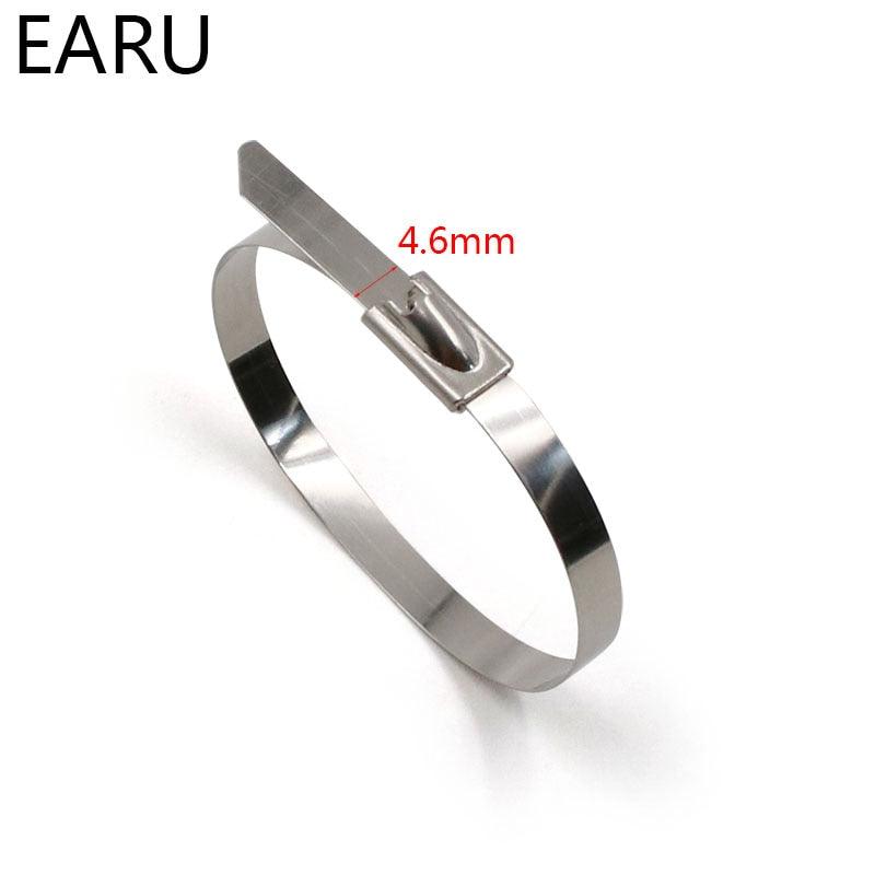 10PCS STAINLESS STEEL METAL CABLE TIES TIE ZIP Wire Management WRAP EXHAUST HEAT STRAPS INDUCTION PIPE Fastener Hook Loop.