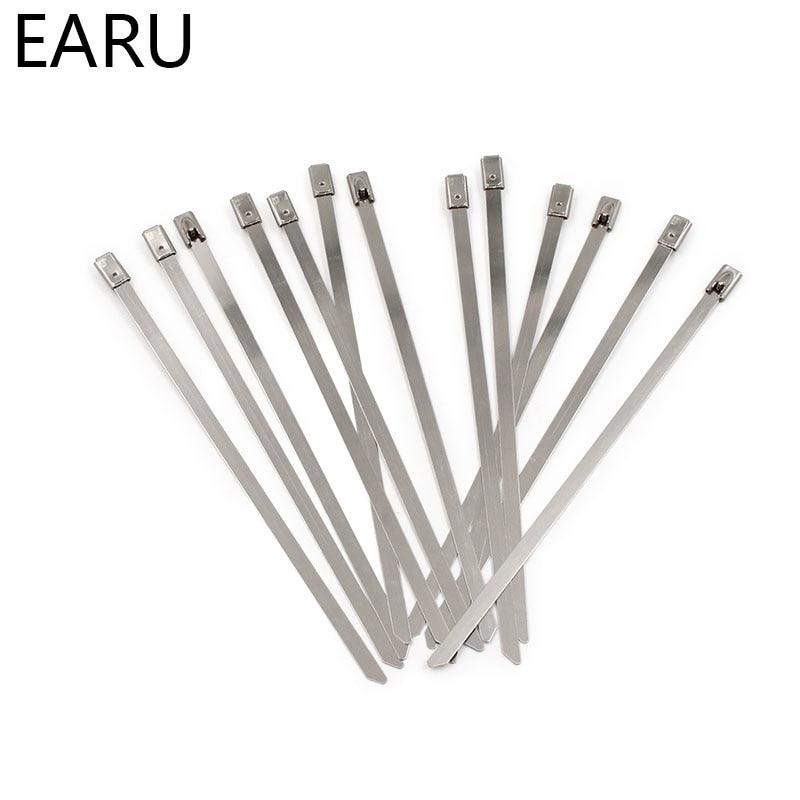 10PCS STAINLESS STEEL METAL CABLE TIES TIE ZIP Wire Management WRAP EXHAUST HEAT STRAPS INDUCTION PIPE Fastener Hook Loop.