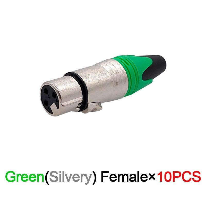 10Pcs Xlr connector audio plug microphone plug 3pin speaker connector male & female colour mic connector.