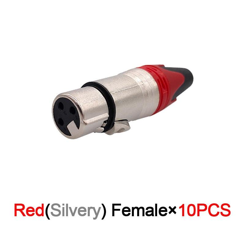 10Pcs Xlr connector audio plug microphone plug 3pin speaker connector male & female colour mic connector.