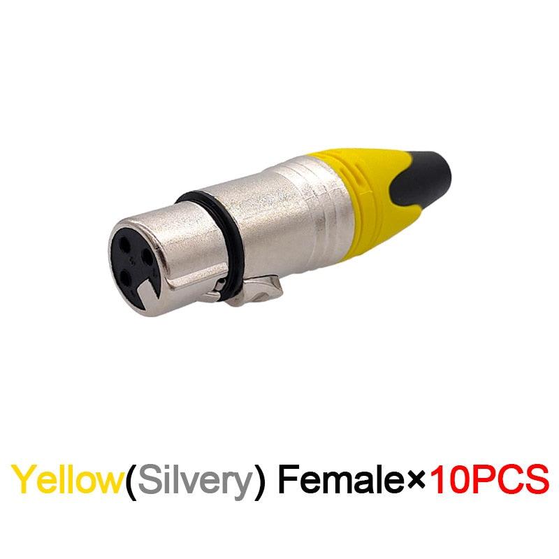 10Pcs Xlr connector audio plug microphone plug 3pin speaker connector male & female colour mic connector.
