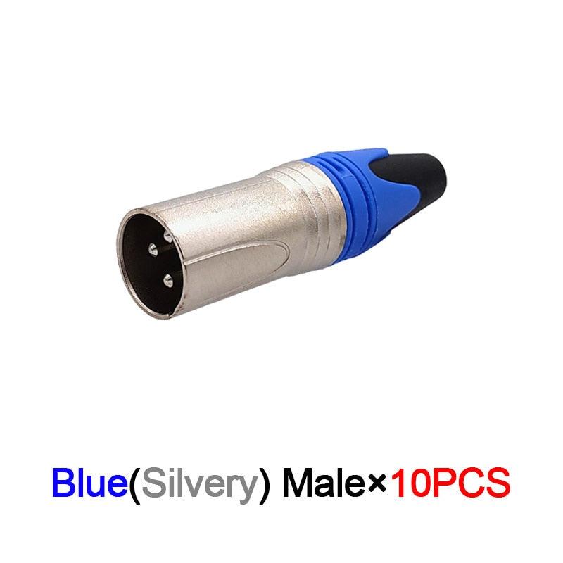 10Pcs Xlr connector audio plug microphone plug 3pin speaker connector male & female colour mic connector.
