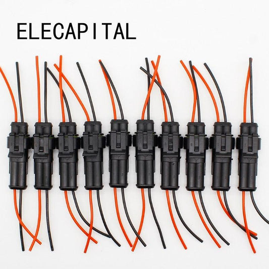 10pcs/lot 2 Pin Way Waterproof Electrical Connector Adapter Plug W/Wire AWG for Car Vehicle Motorcycles.
