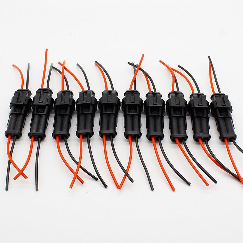 10pcs/lot 2 Pin Way Waterproof Electrical Connector Adapter Plug W/Wire AWG for Car Vehicle Motorcycles.