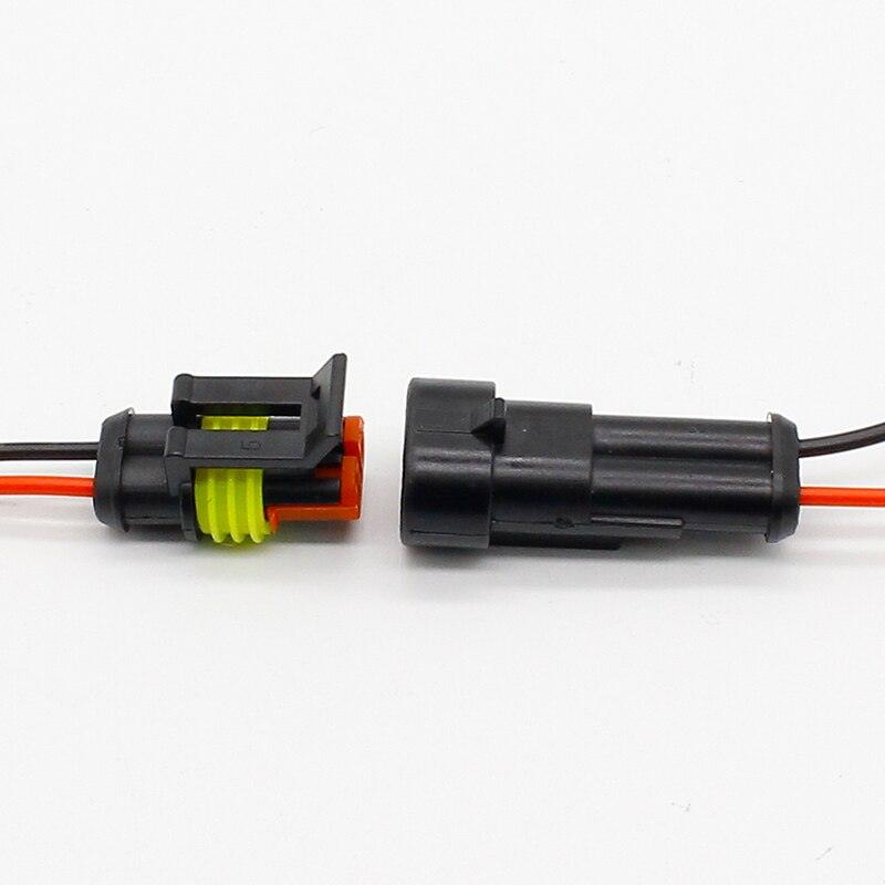 10pcs/lot 2 Pin Way Waterproof Electrical Connector Adapter Plug W/Wire AWG for Car Vehicle Motorcycles.