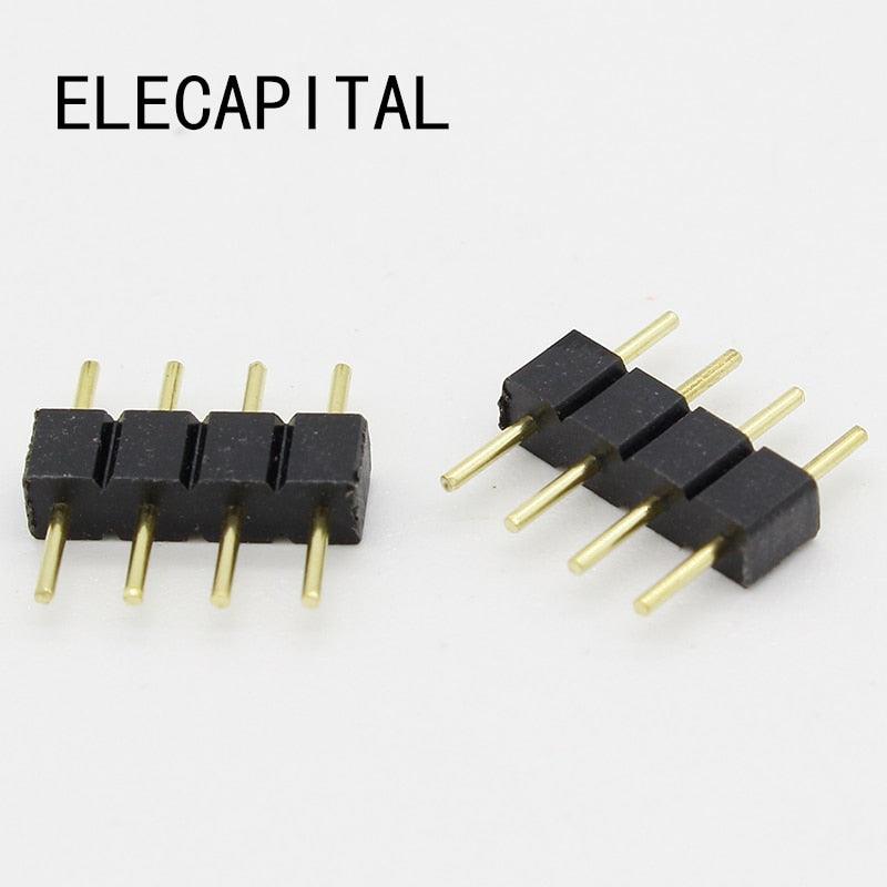 10pcs/lot 4 Pin RGB Connector Adapter pin needle male type double 4pin,For RGB 5050 3528 LED Strip DIY lights insert.