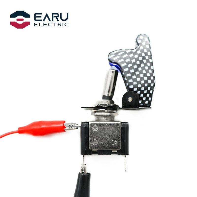 12V 20A  Auto Car Boat Truck Illuminated Led Toggle Switch With Carbon Fiber Safety Aircraft Flip Up Cover Guard Red Blue Green.flip up toggle switch