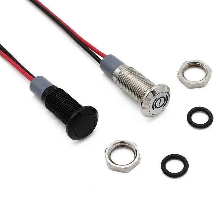 12V 8mm Chromed Black Shell Logo Icon Symbol Customization Waterproof LED Metal Indicator Pilot Lamp Light for Car with Cable.