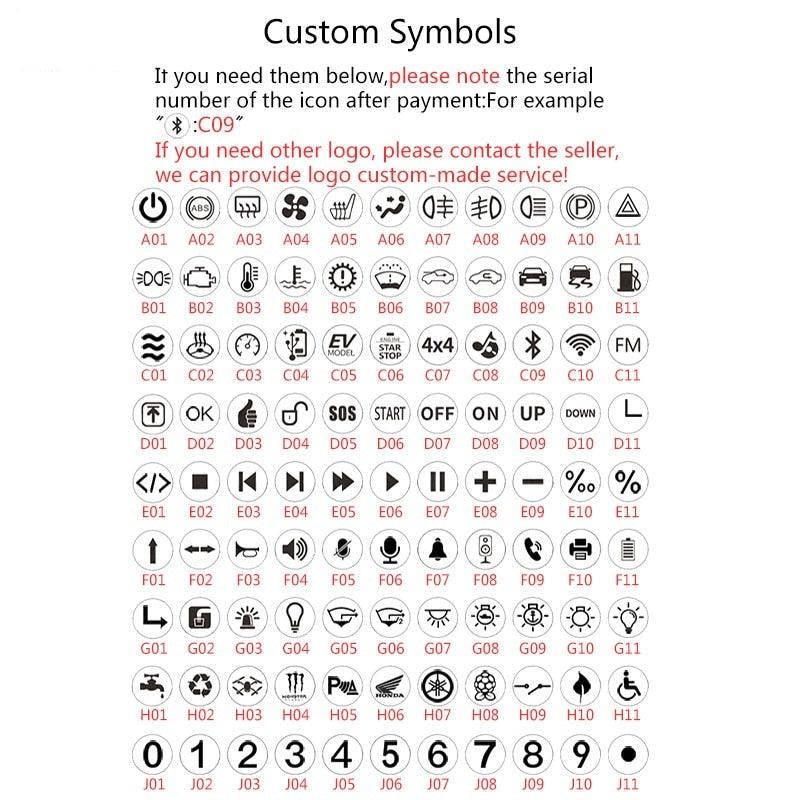 12V 8mm Chromed Black Shell Logo Icon Symbol Customization Waterproof LED Metal Indicator Pilot Lamp Light for Car with Cable.