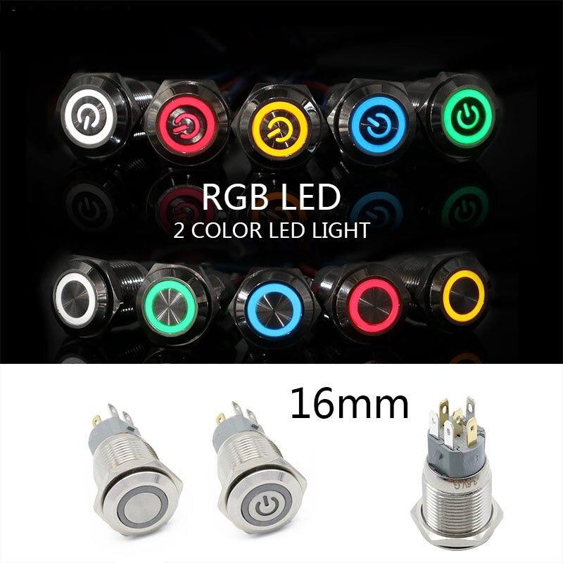 16mm 2 Dual Color RGB LED Light Switch  3-380V.