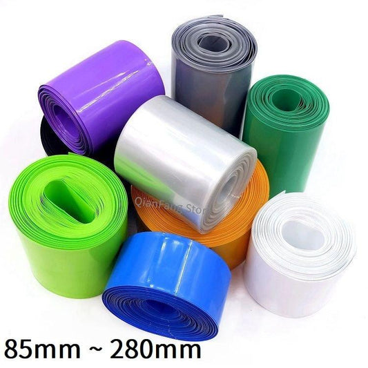 1M PVC Heat Shrink Tube 85mm ~ 280mm Width Blue Black Multicolor Sheath Pack Cable Sleeve for 18650 Lithium Battery Film Wrap.