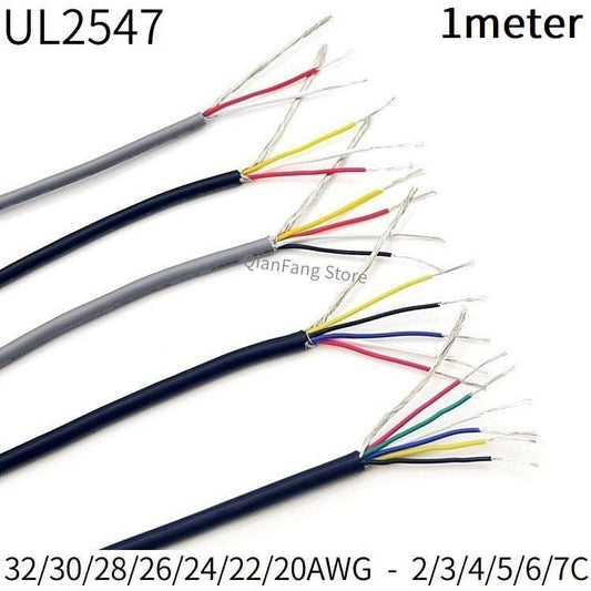 1M Shielded Signal Wire 32 30 28 26 24 22 20 AWG 2 3 4 5 6 7 Cores PVC Channel Audio Headphone Line Copper Control Cable UL2547.