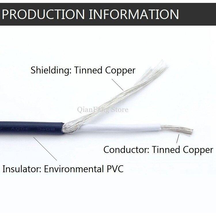 1M Shielded Wire Signal Cable 28AWG 26AWG 24AWG Channel Audio 1 Single Core Electronic Headphone Copper Shielding Wire UL1533.