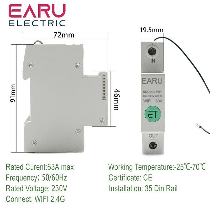 1P Din Rail WIFI Smart Energy Meter Power Consumption kWh Meter Circuit Breaker Time Timer Switch Relay Voltmeter for Smart Home.