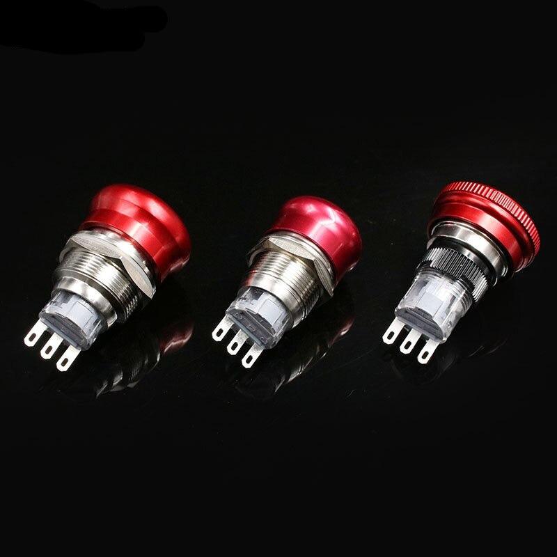 1pc 16mm 19mm 22mm 2NO 2NC Waterproof Metal Latching Emergency STOP Mushroom Push Button.