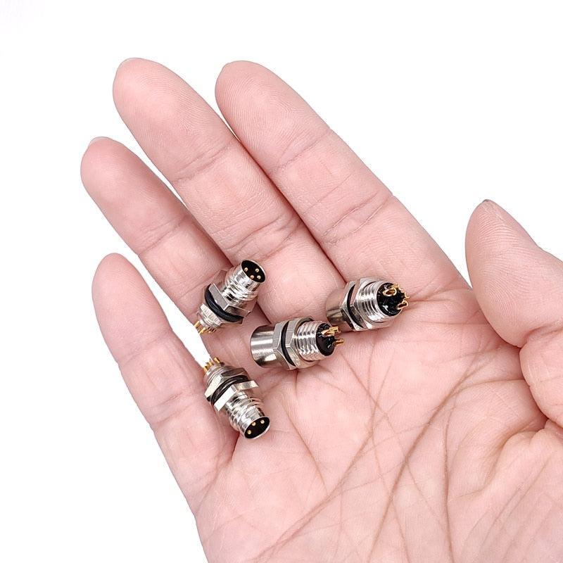 1Pc M8 panel back mount Sensor Connector Flange Socket threaded coupling Male&Female A Type 3 4Pin.