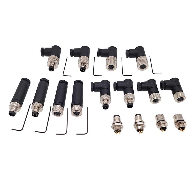 1Pc M8 sensor connector waterproof male&female plug straight angle screw threaded coupling 3 4 Pin Flange Socket back mount.m8 3 pin connector