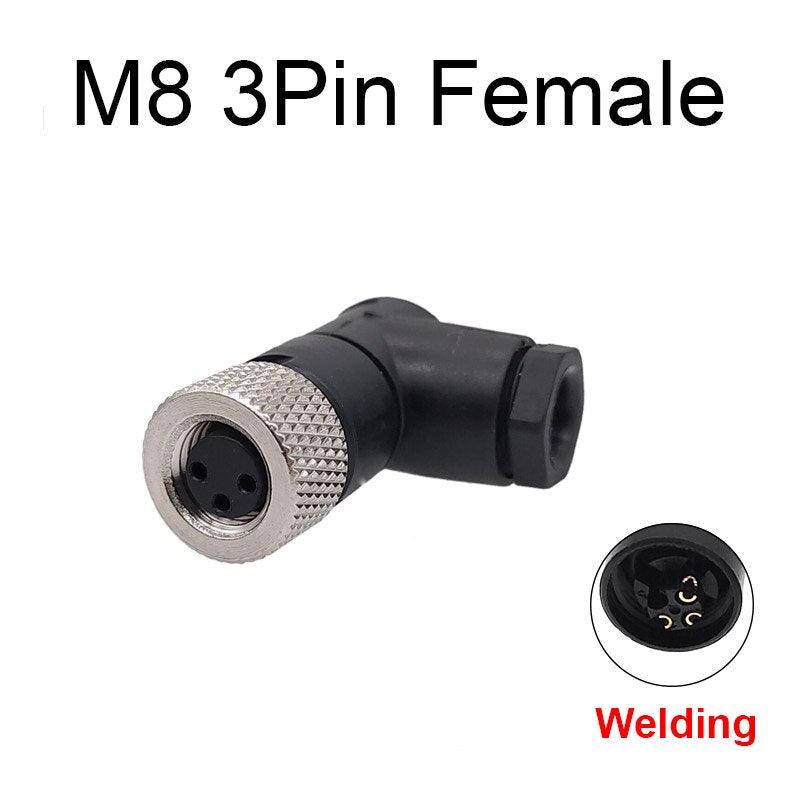 1Pc M8 sensor connector waterproof male&female plug straight angle screw threaded coupling 3 4 Pin Flange Socket back mount.
