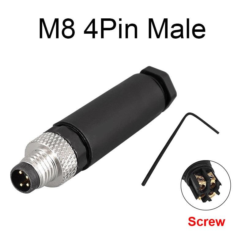 1Pc M8 sensor connector waterproof male&female plug straight angle screw threaded coupling 3 4 Pin Flange Socket back mount.