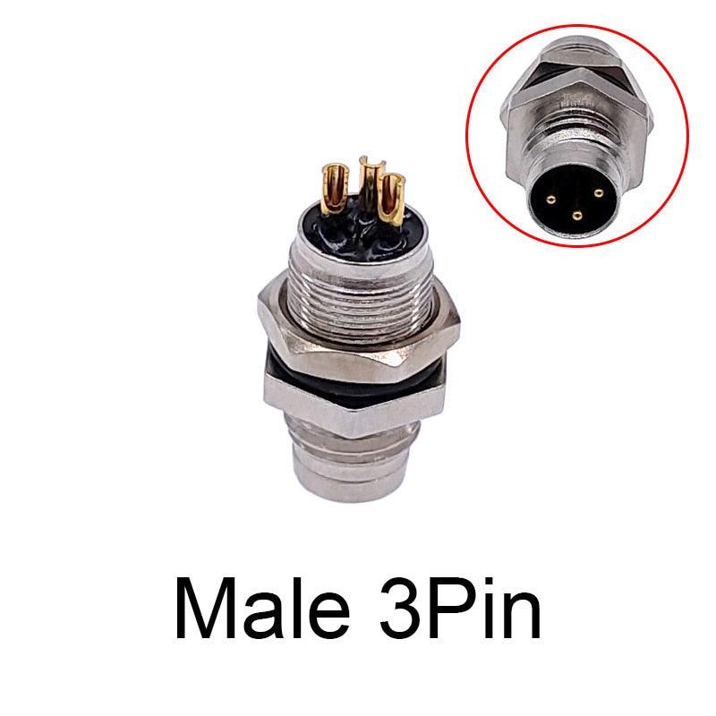 1Pc M8 sensor connector waterproof male&female plug straight angle screw threaded coupling 3 4 Pin Flange Socket back mount.