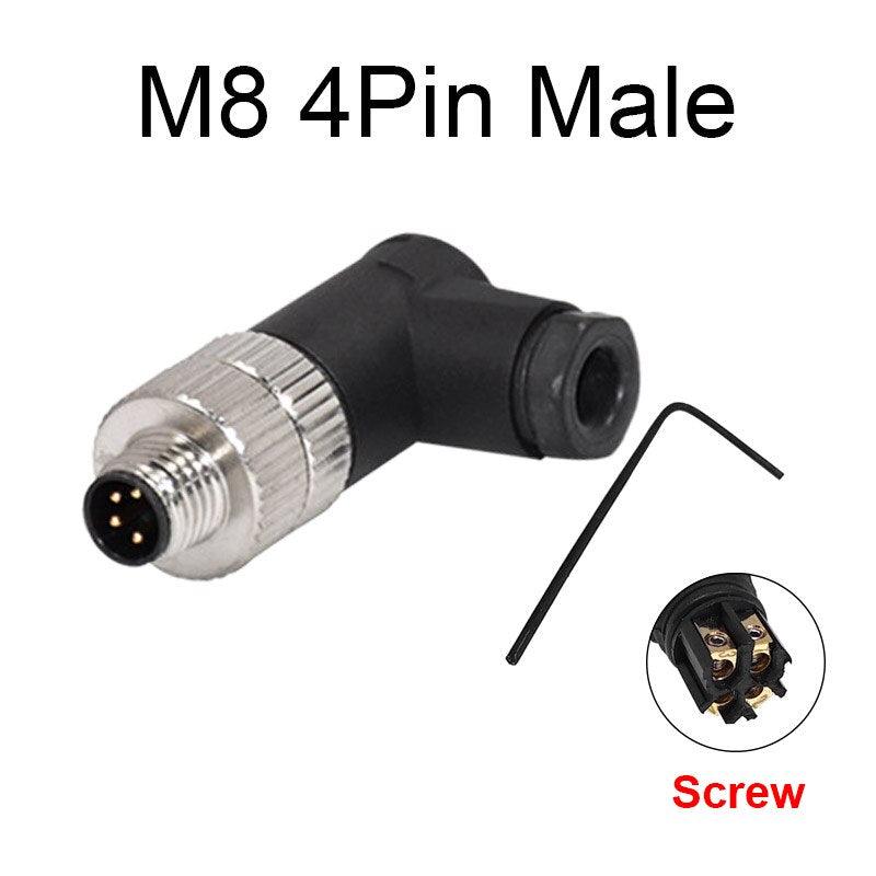 1Pc M8 sensor connector waterproof male&female plug straight angle screw threaded coupling 3 4 Pin Flange Socket back mount.