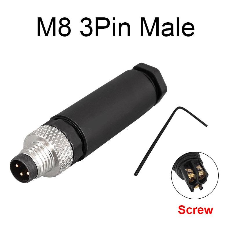 1Pc M8 sensor connector waterproof male&female plug straight angle screw threaded coupling 3 4 Pin Flange Socket back mount.