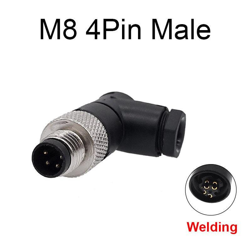 1Pc M8 sensor connector waterproof male&female plug straight angle screw threaded coupling 3 4 Pin Flange Socket back mount.