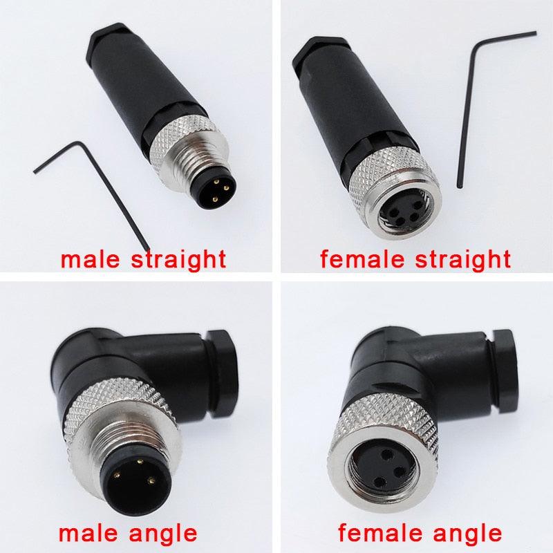 1Pc M8 sensor connector waterproof male&female plug straight angle screw threaded coupling 3 4 Pin Flange Socket back mount.