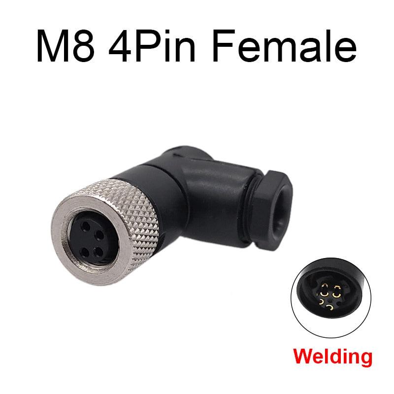1Pc M8 sensor connector waterproof male&female plug straight angle screw threaded coupling 3 4 Pin Flange Socket back mount.m8 3 pin connector