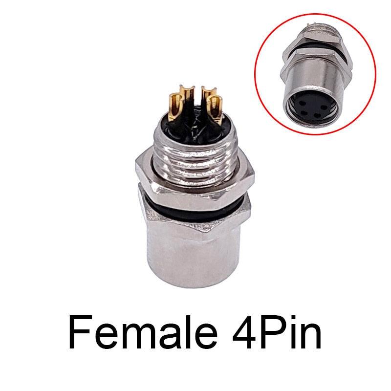 1Pc M8 sensor connector waterproof male&female plug straight angle screw threaded coupling 3 4 Pin Flange Socket back mount.m8 3 pin connector