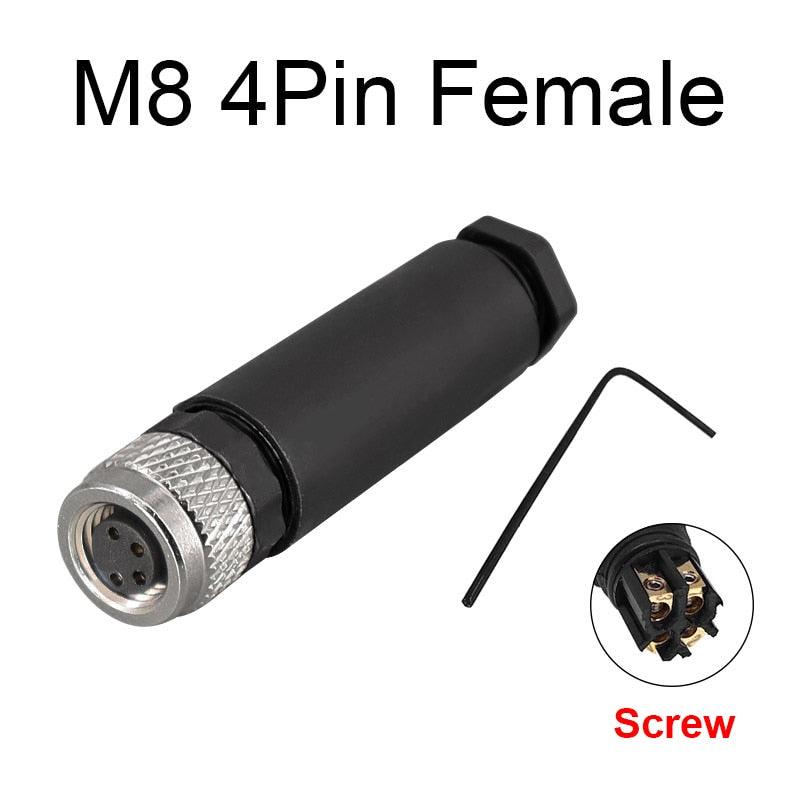 1Pc M8 sensor connector waterproof male&female plug straight angle screw threaded coupling 3 4 Pin Flange Socket back mount.m8 3 pin connector